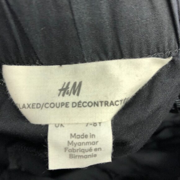 H&M Kids Size 7 Relaxed Pull On Pants Black Drawstring Baggy Lightweight Cotton - Picture 4 of 6